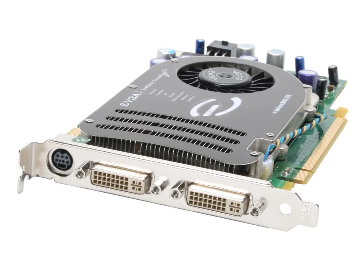 EVGA GeForce 8600 GTS graphics card with dual DVI ports and a metal bracket