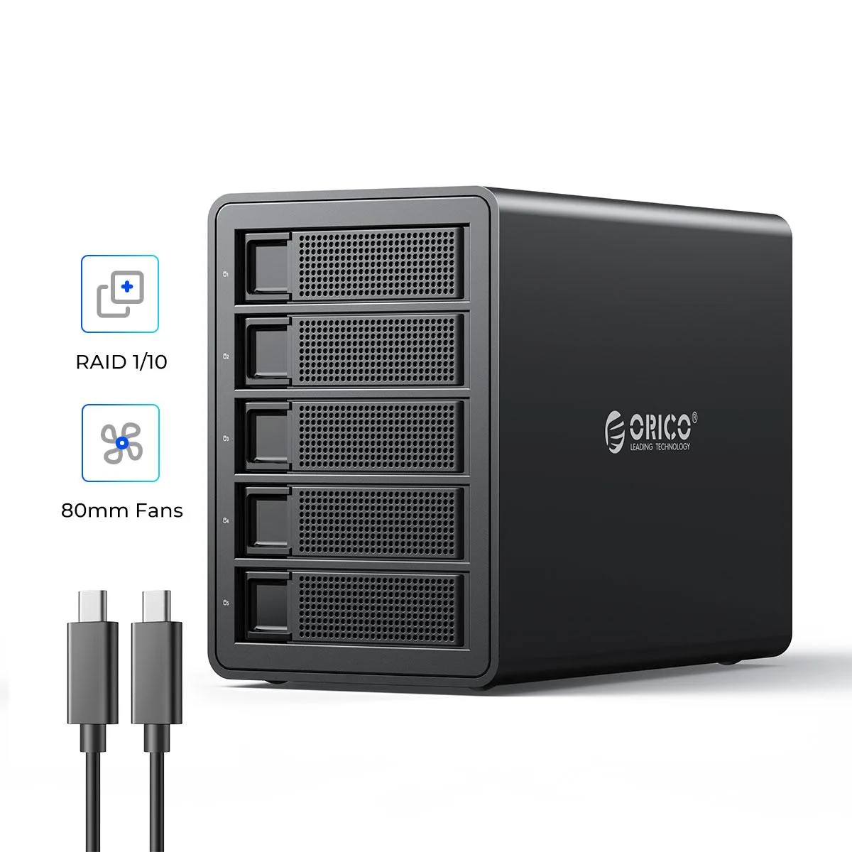 Orico Orico 3559C3 5 Bay Drive Enclosure USB 3.1 Gen2 10Gbps 2.5/3.5" SATA 80TB 150W — ürün fotoğrafı