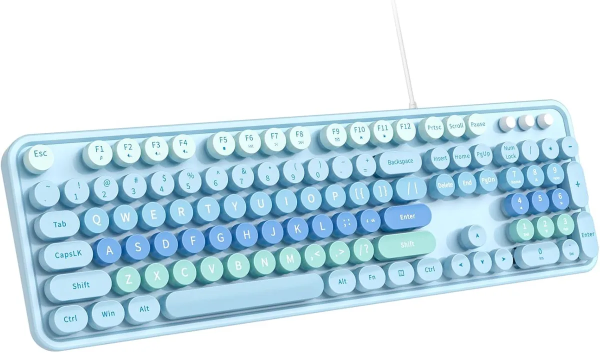 usbroway usbroway Large Print Wired Keyboard 104 Keys Blue — zdjęcie produktu