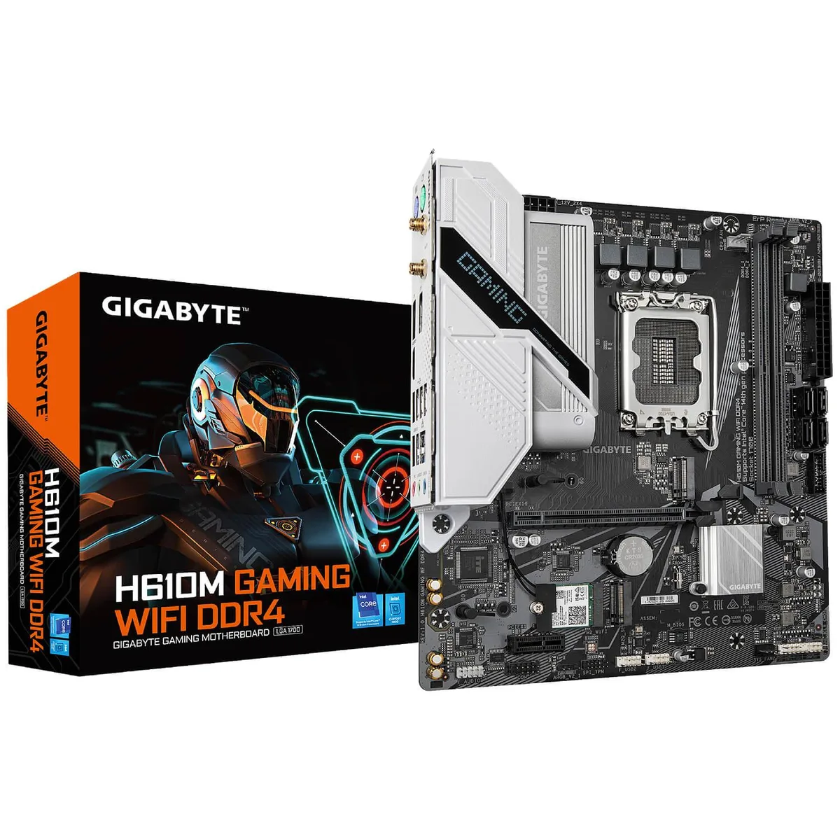 Green micro-ATX board with black heatsinks and silver I/O shield