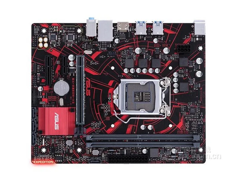 Green micro-ATX motherboard with LGA 1151 socket and DDR4 slots