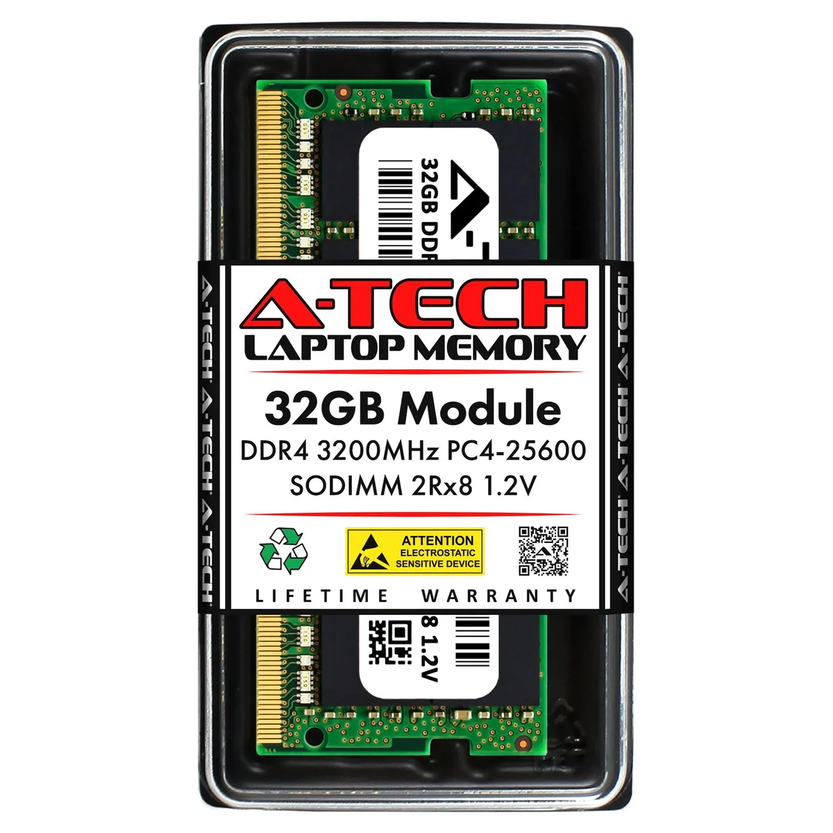 A-Tech A-Tech 32GB DDR4 3200MHz CL22 260-Pin SODIMM Laptop RAM — photo du produit