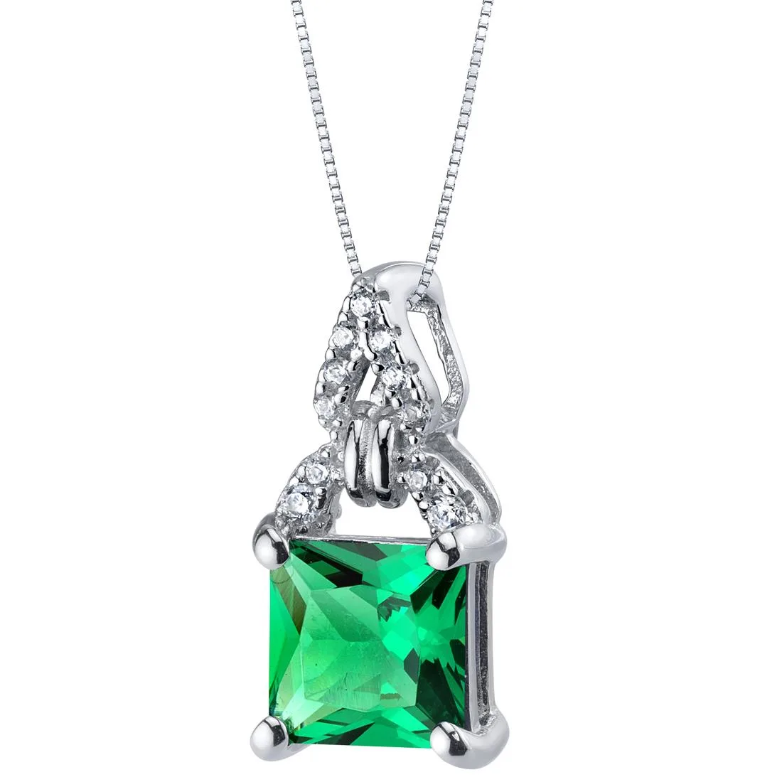Oravo Oravo 1.5 Carat Simulated Emerald Sterling Silver Portico Pendant Necklace 18 — foto do produto