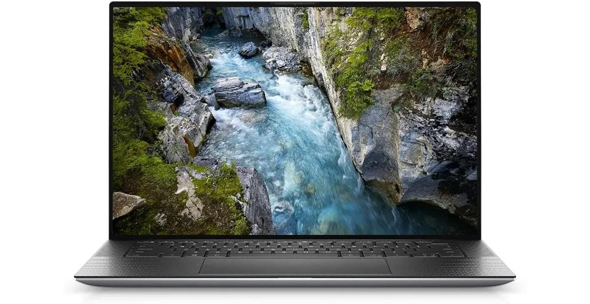 Silver Dell Precision 5550 15 inch laptop closed on desk