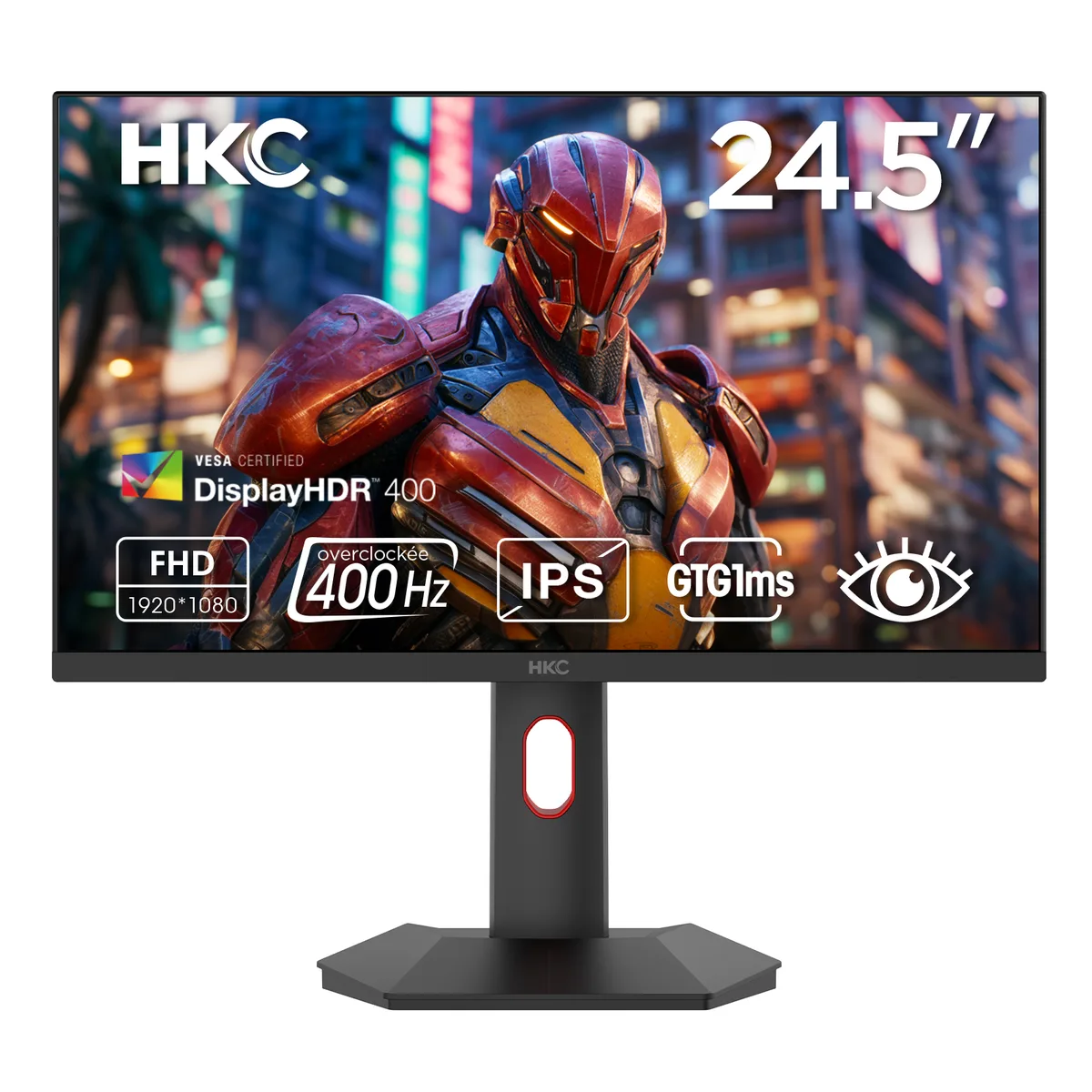 Black 24.5 inch flat gaming monitor on height adjustable stand