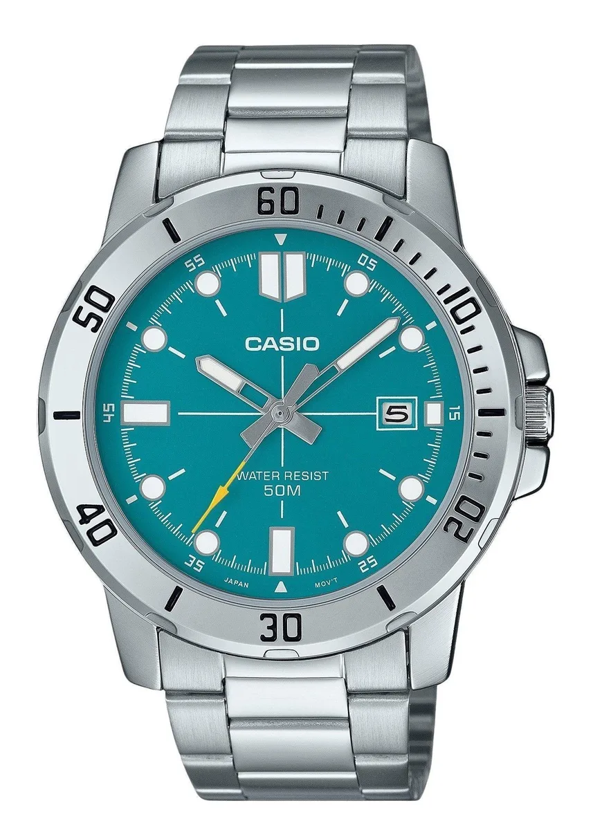 CASIO CASIO MTP-VD01D-3E2V Turquoise Dial Stainless Steel Watch 45.00mm 50m — product photo