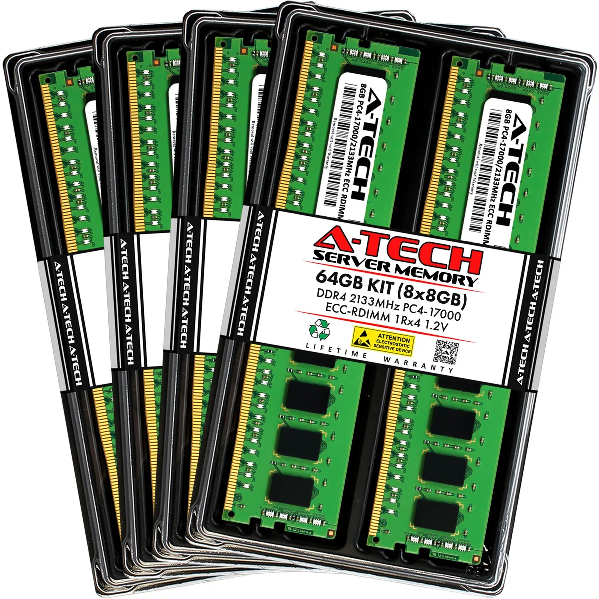 A-Tech A-Tech 64GB (8x8GB) DDR4 2133 ECC RDIMM 1Rx4 Server RAM — product photo