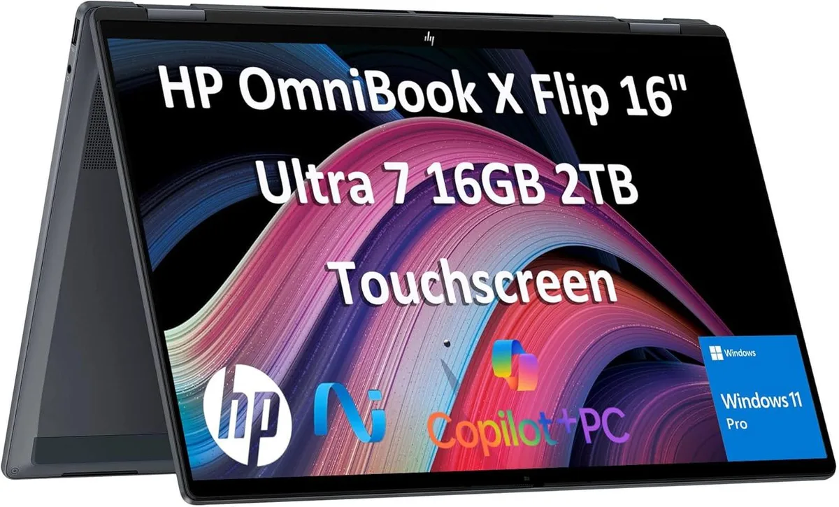 HP HP OmniBook X Flip 16" 2-in-1 Laptop Core Ultra 7 256V 16GB 2TB Arc 140V — Produktfoto