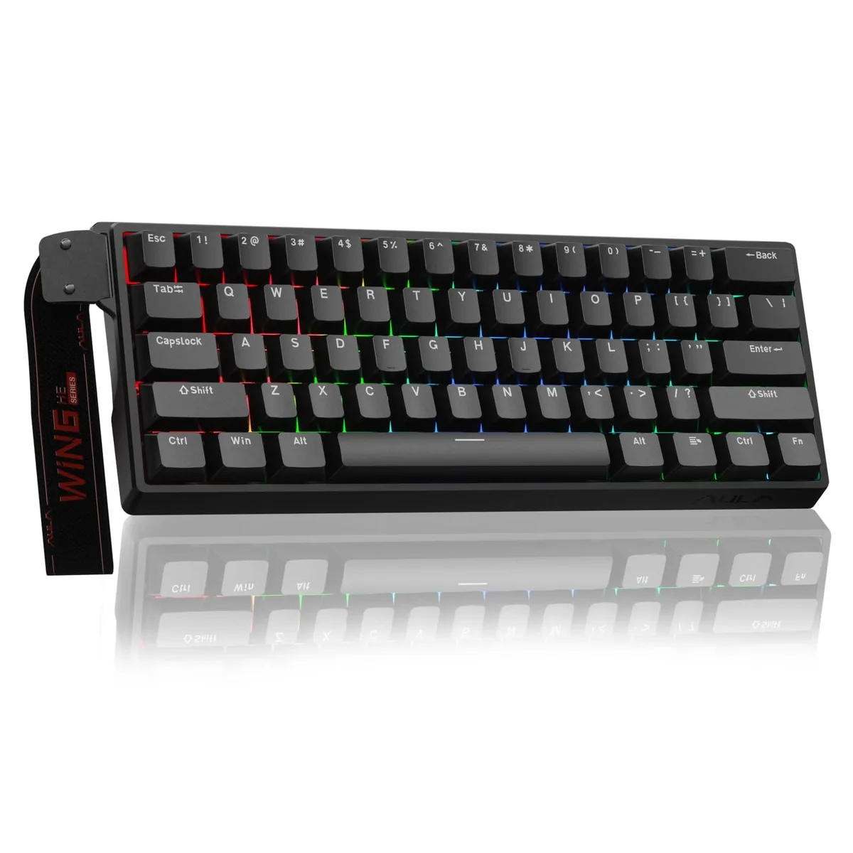 Compact black 60 percent wired keyboard with magnetic switches and RGB lighting