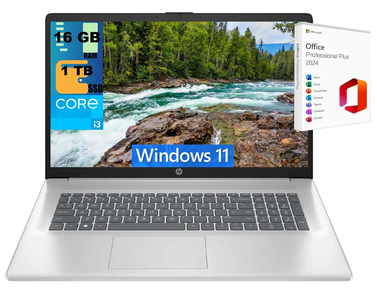 HP HP 17 laptop i3-1215U 16GB 1TB SSD 17.3" FHD Silver — photo du produit