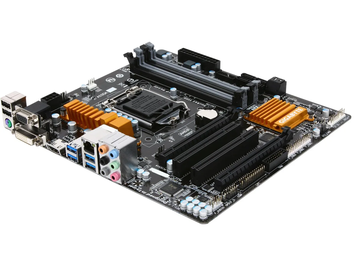 Green Micro ATX motherboard with silver heatsinks, black slots, and rear I/O shield