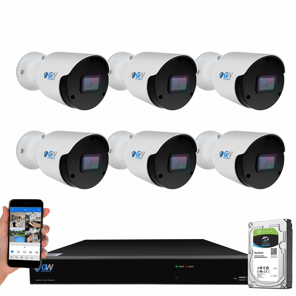 GW Security Inc. GW Security GW5508NPN 8CH 4K NVR Kit 6x 8MP PoE Cameras 2TB HDD — fotografija izdelka