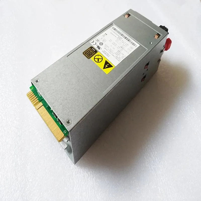 Rectangular black metal ATX power supply unit with rear fan grille and cable connectors