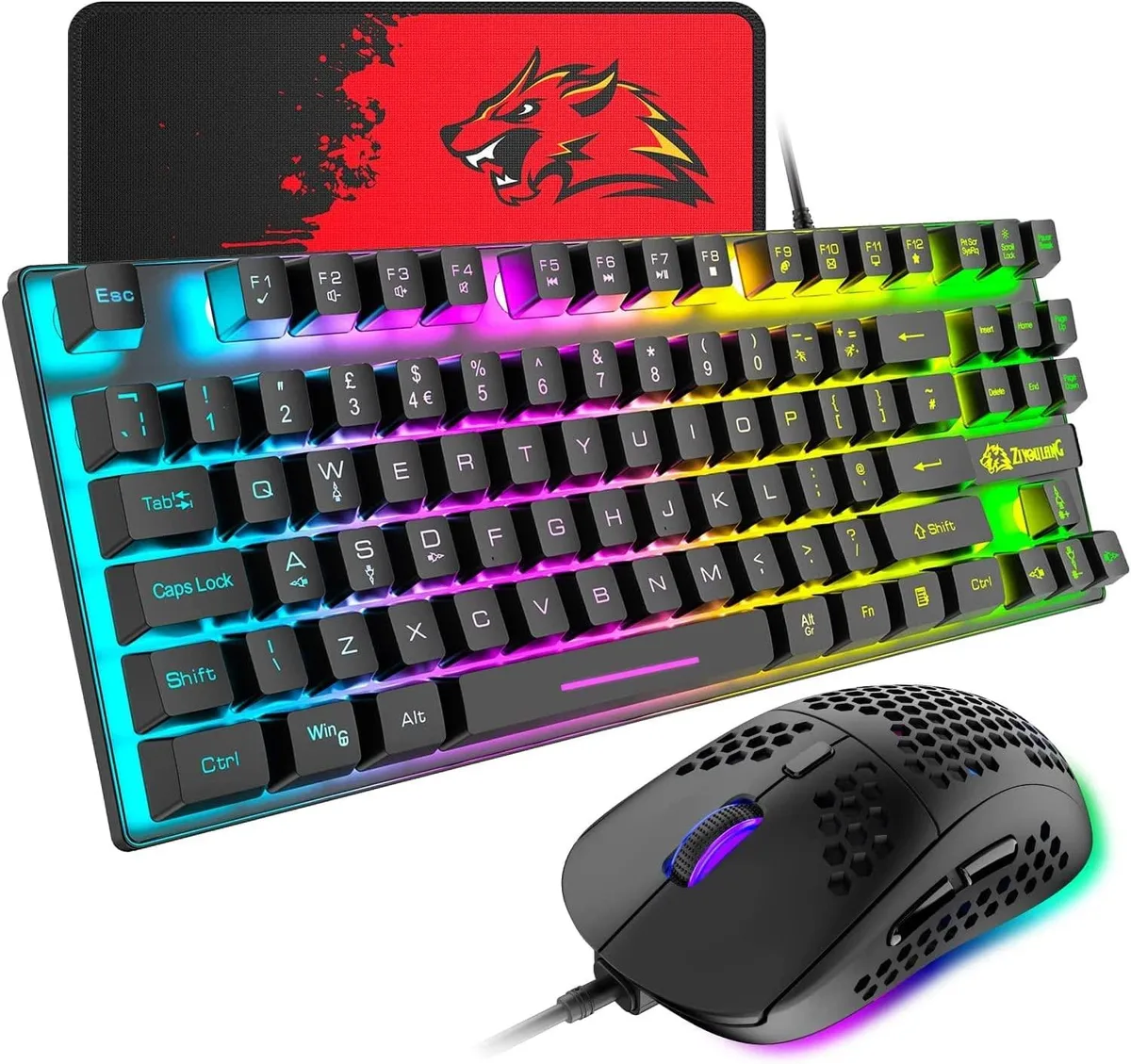 AUTYUE AUTYUE 88-Key Rainbow Backlit Gaming Keyboard & Mouse Combo (Black) — fotografia produktu