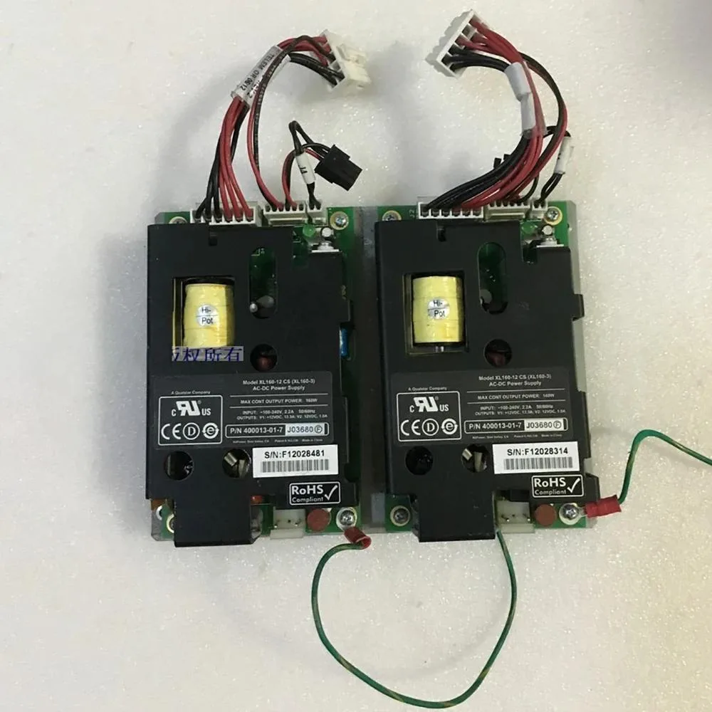 Rectangular ATX power supply unit with metal casing and ventilation grille