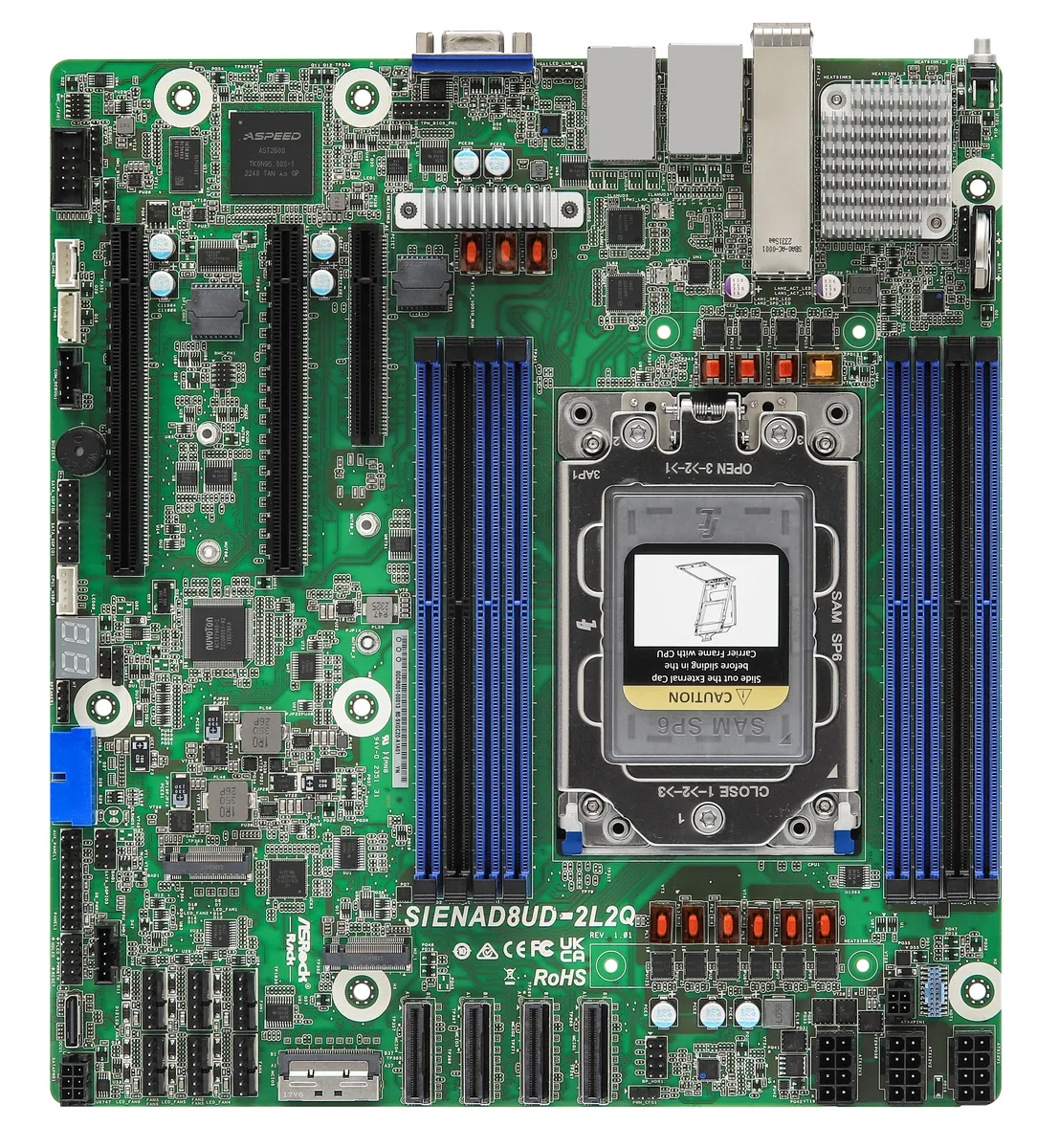 Deep Micro-ATX server motherboard with SP6 socket and dual SFP28 ports
