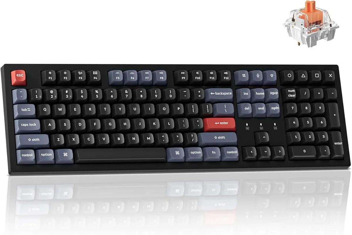 Full-size mechanical keyboard with white backlighting