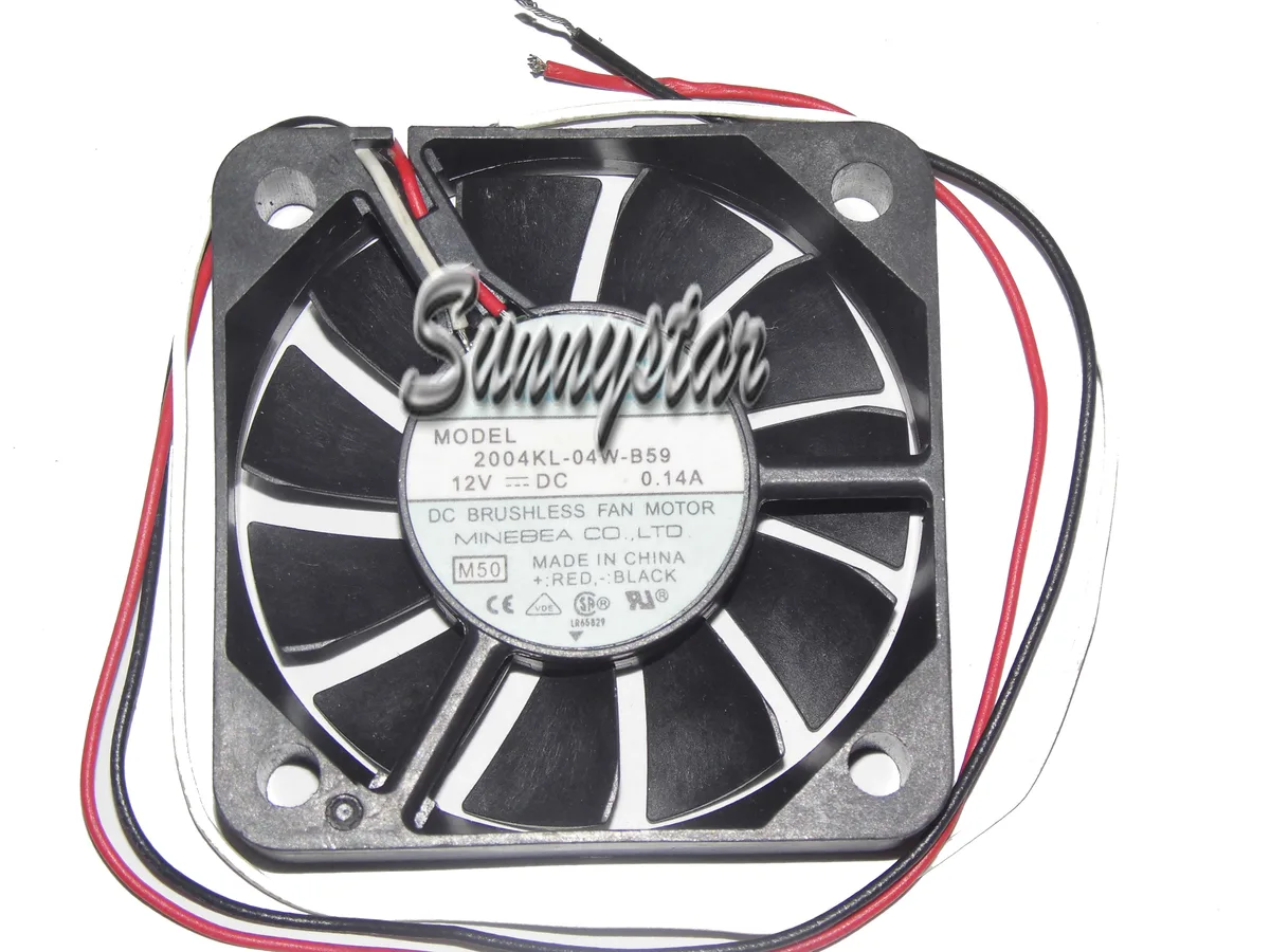 Black 50mm square CPU fan with three-wire connector
