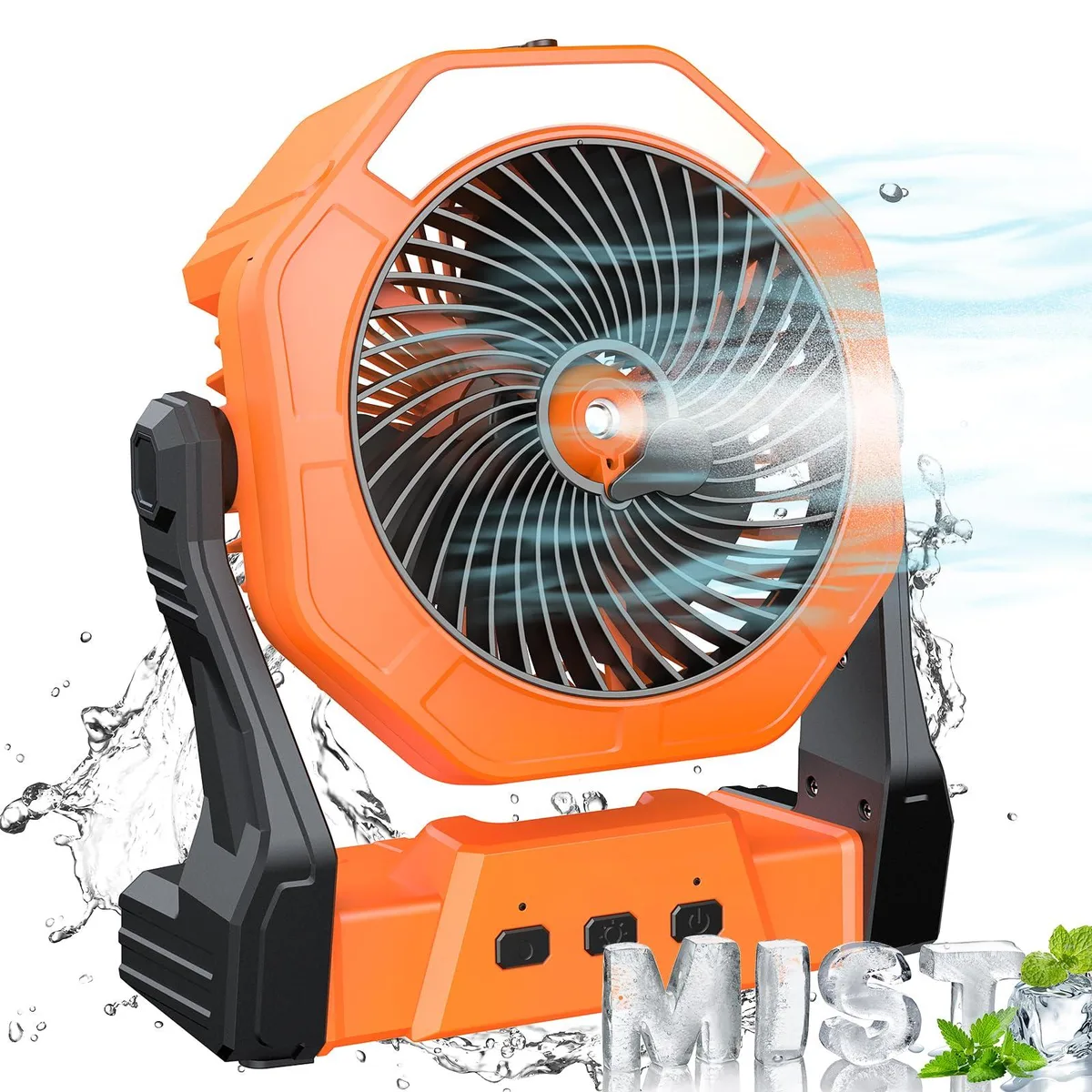 Portable Misting Fan 8-Inch 250mL Tank 35Hrs Battery LED Lantern — foto produk