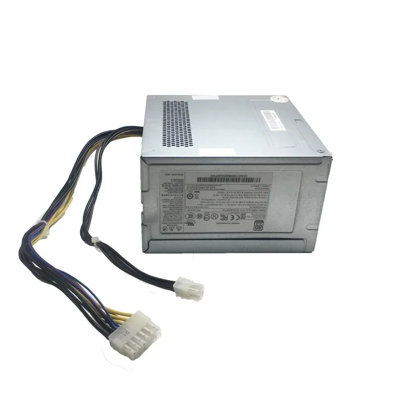 Rectangular ATX power supply unit with matte black finish and visible cooling fan grille