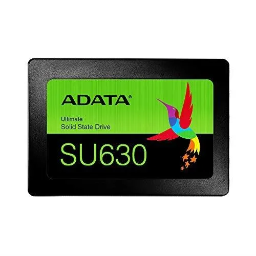 Rectangular 2.5 inch SSD with black metal casing and label
