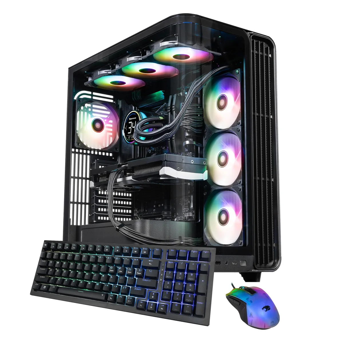 iBUYPOWER iBUYPOWER TBA7N57T01 gaming PC Ryzen 7 9800X3D RTX 5070 Ti 16GB 32GB DDR5 2TB NVMe Windows 11 Home Black — photo du produit