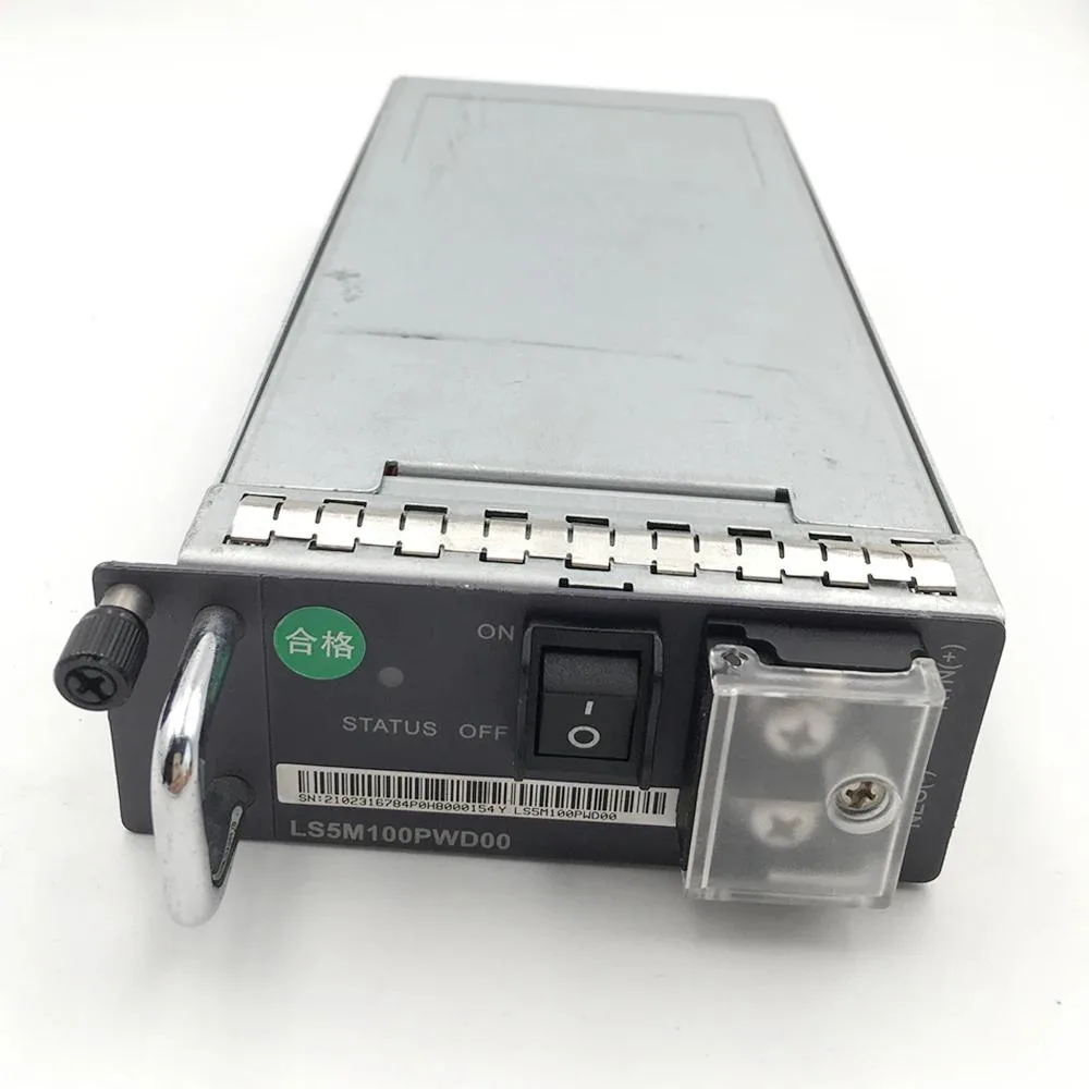 Rectangular silver metal power supply module with side vents and rear connector