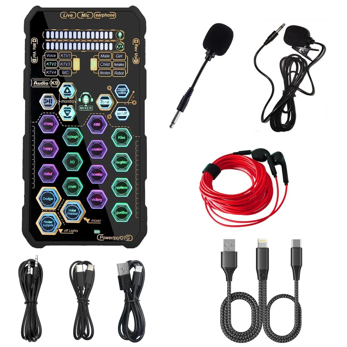 Khyberah SK9 Sound Card 5.0 Ch 48 KHz 14 Effects 0.331 kg — 제품 사진