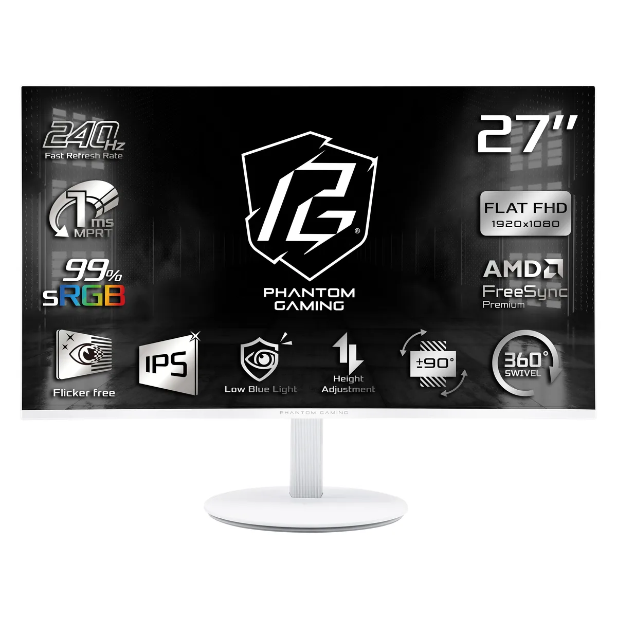 ASRock Phantom Gaming ASRock Phantom Gaming PG27FFS2E-W 27" 240Hz IPS gaming monitor — product photo