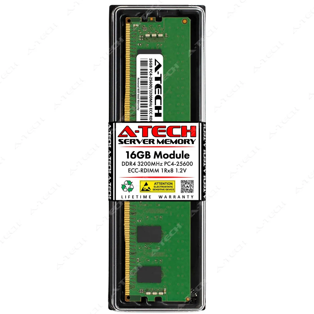A-Tech A-Tech 16GB DDR4 3200 ECC RDIMM 1Rx8 CL22 1.2V 288-Pin Server RAM — product photo