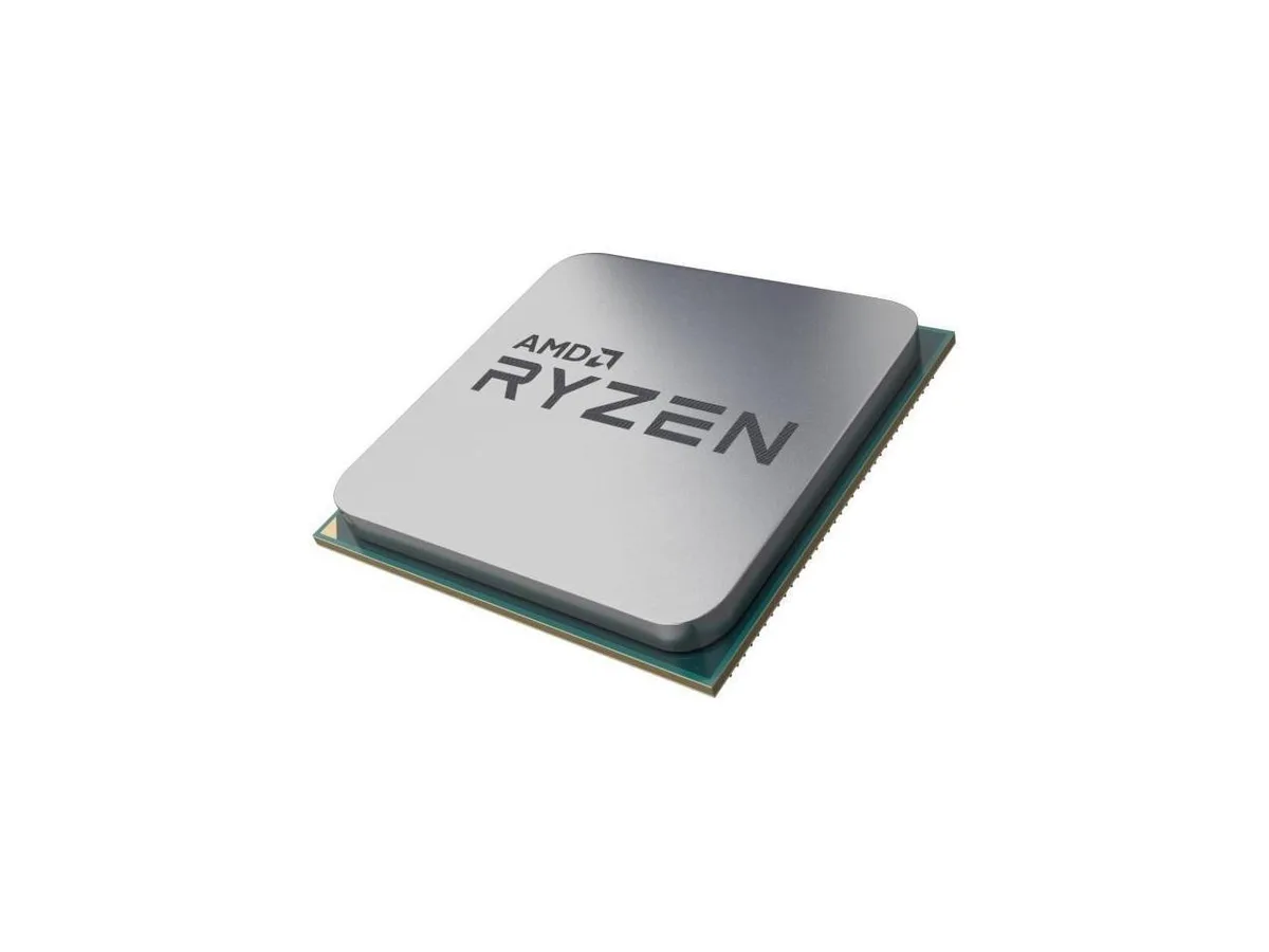 Square green ceramic CPU with gold contact pads and silver metal heatspreader engraved with Ryzen 7 3700X text