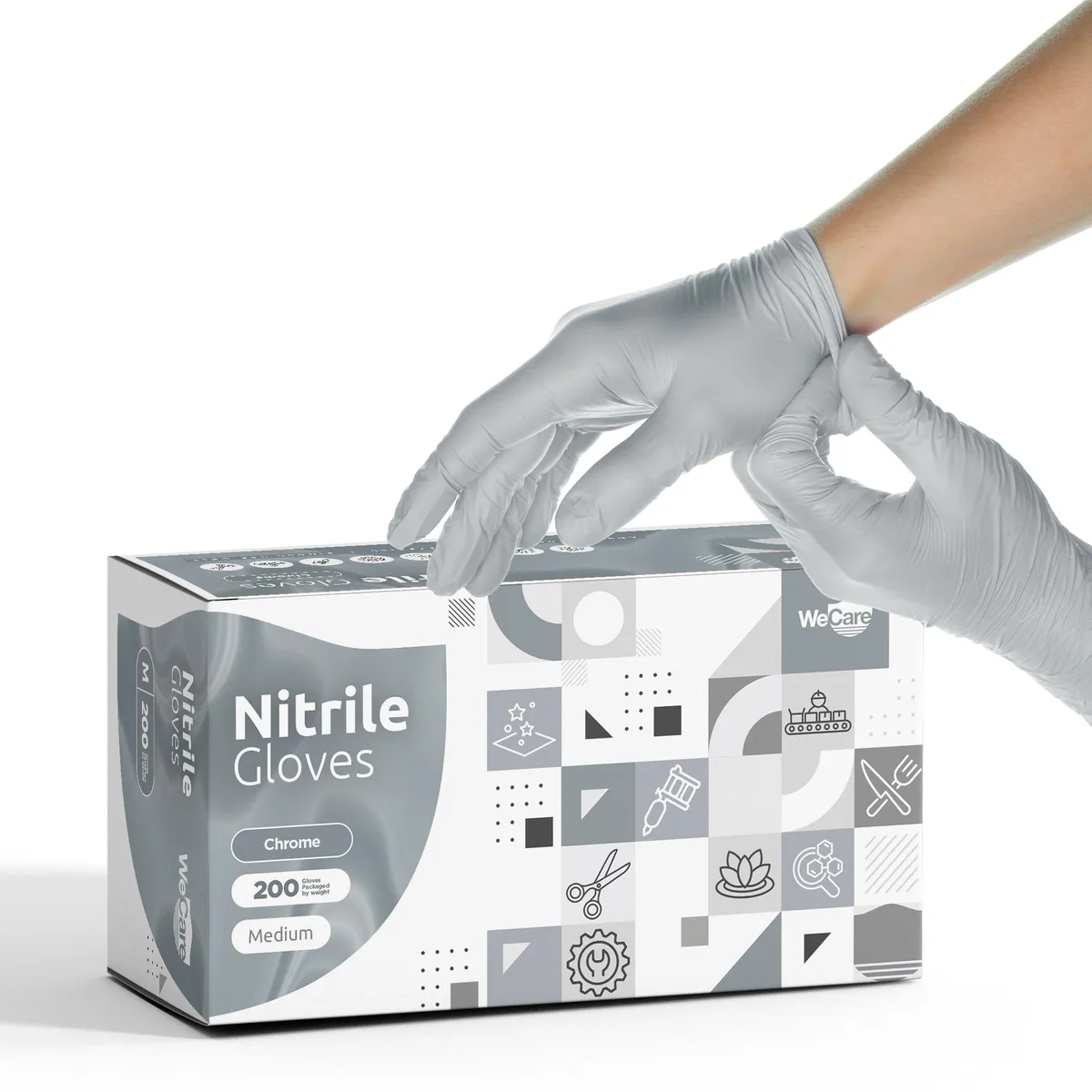WeCare WeCare Nitrile Gloves Chrome 200 Pack Medium — снимка на продукта