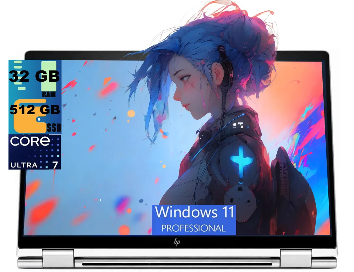 Silver 14 inch 2-in-1 laptop with OLED touchscreen and 360 degree hinge