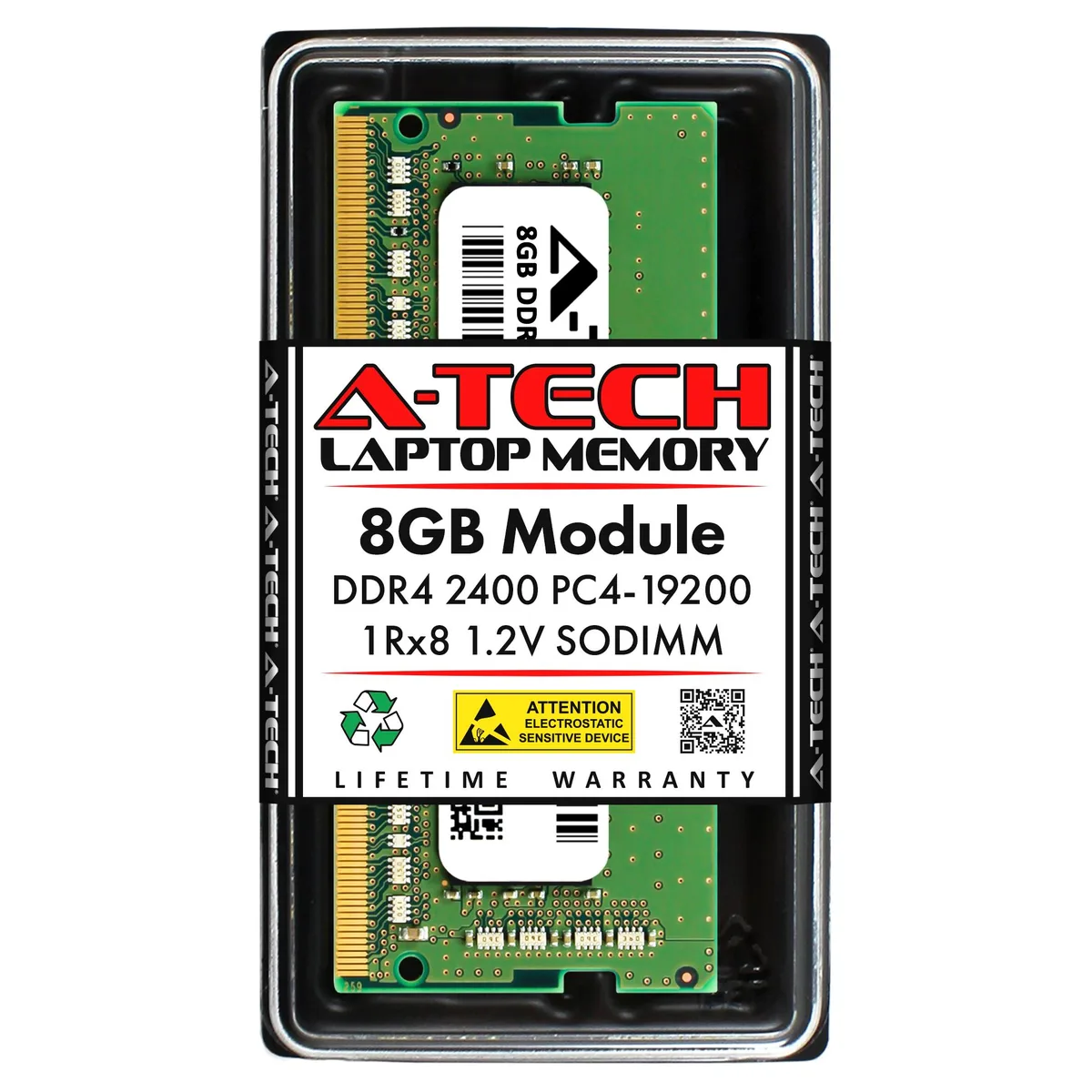 A-Tech A-Tech 8GB DDR4 2400MHz CL17 1Rx8 260-Pin SODIMM Laptop RAM — photo du produit