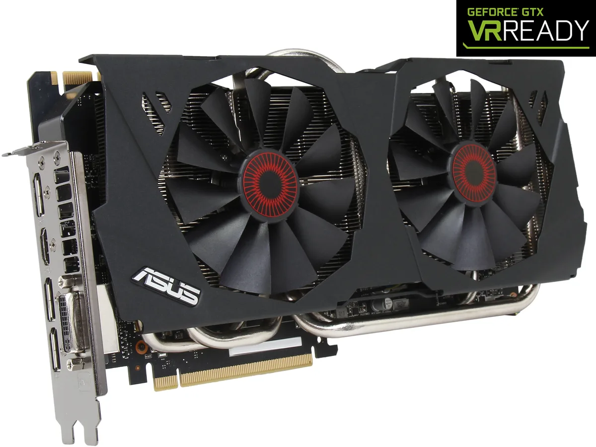 ASUS GeForce GTX 980 graphics card with dual-fan cooler and metal backplate