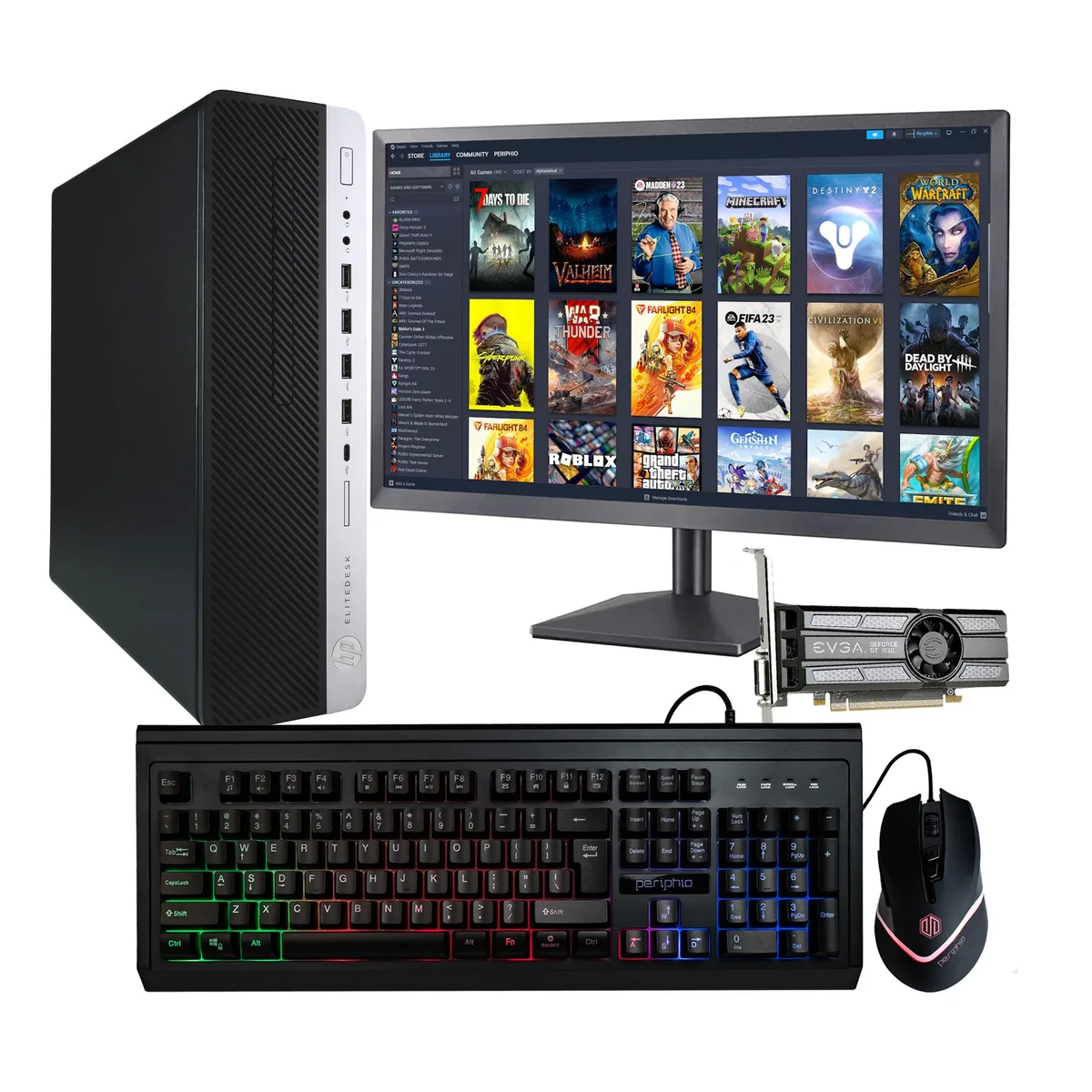 HP EliteDesk 800G5 tower and 22in monitor, black finish
