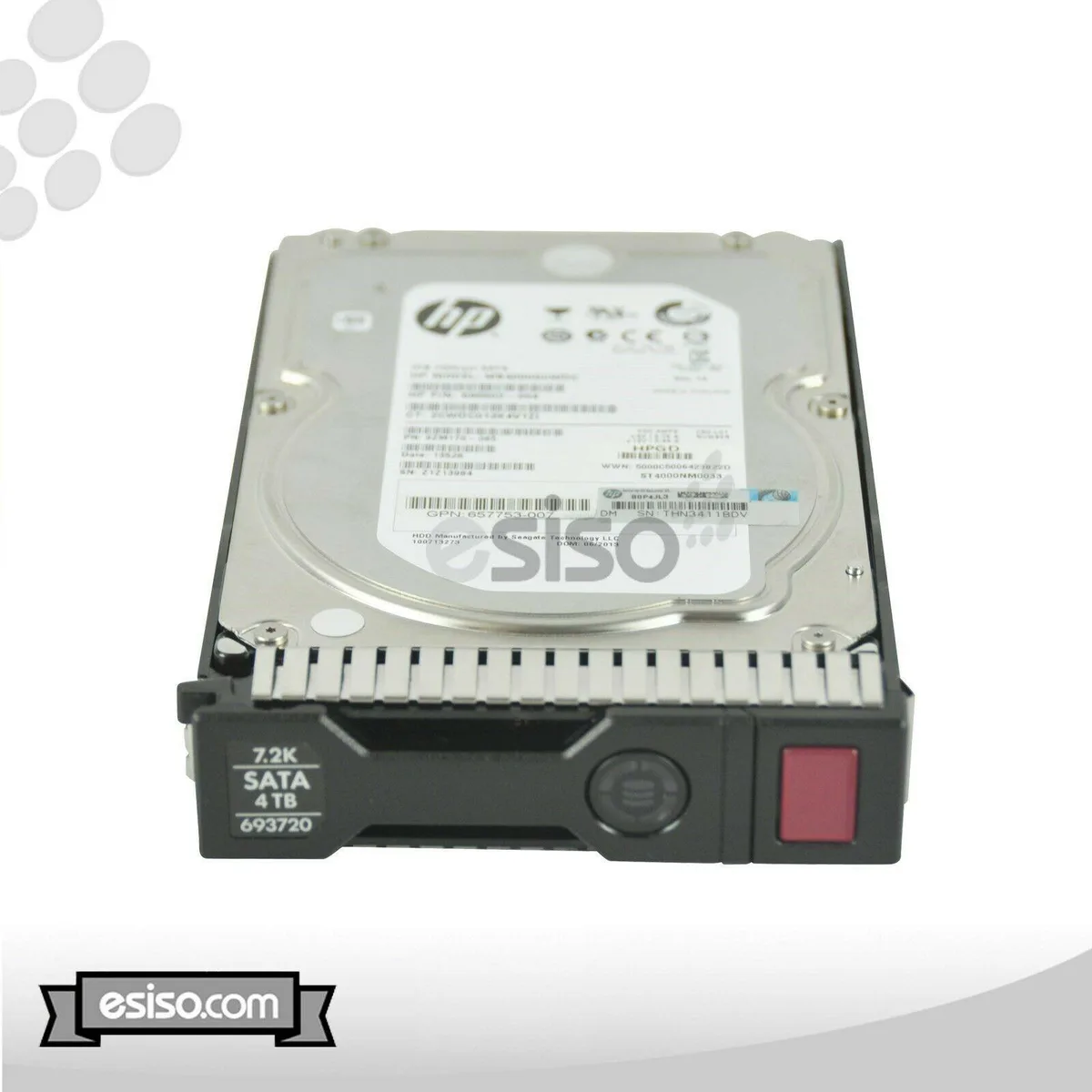 Silver 3.5 inch SATA hard drive with green circuit board visible on underside