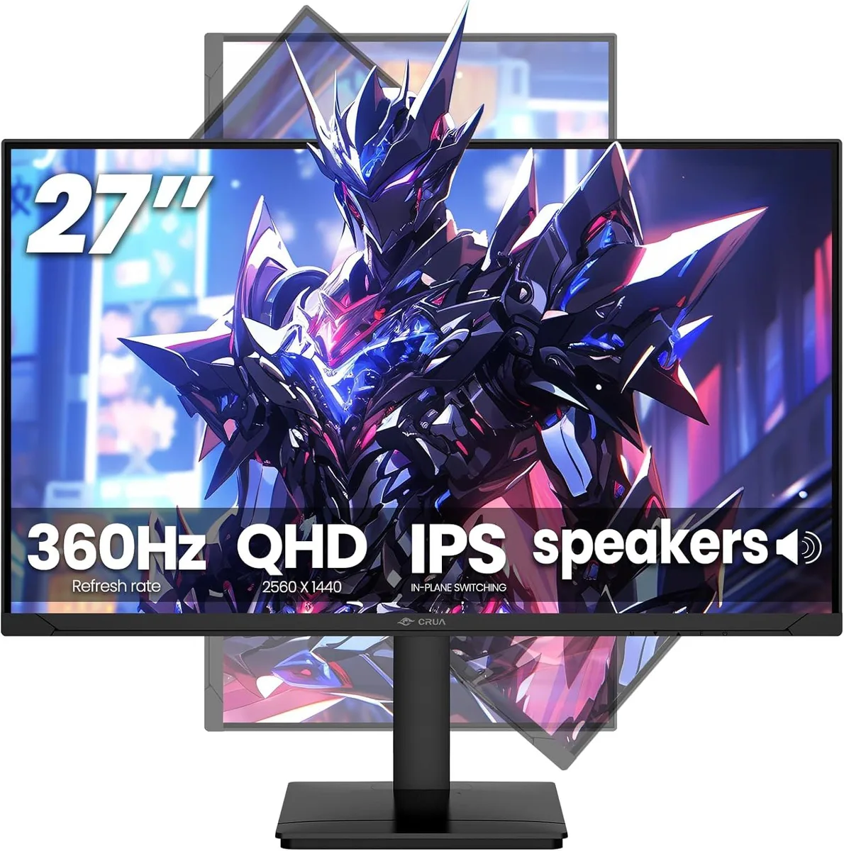 27 inch black gaming monitor on adjustable ergonomic stand