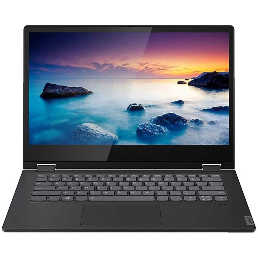Silver 14 inch 2-in-1 laptop with flip-and-fold hinge and touchscreen