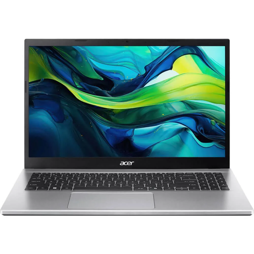 Silver 15.6 inch laptop with narrow bezel display
