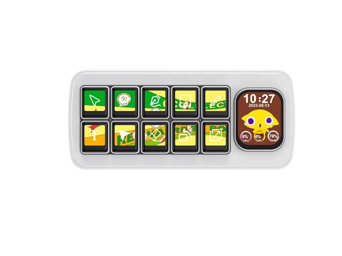 LORDWORLD LORDWORLD MK10 AI Voice Control Panel 10×0.85in Keys 2.01in Screen White — foto produk