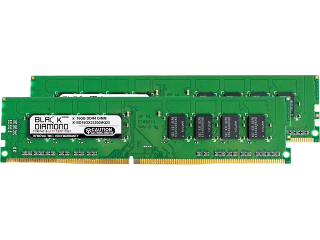 Black Diamond Memory Black Diamond Memory BD16GX23200MQ25 32GB (2x16GB) DDR4 3200 desktop RAM — product photo