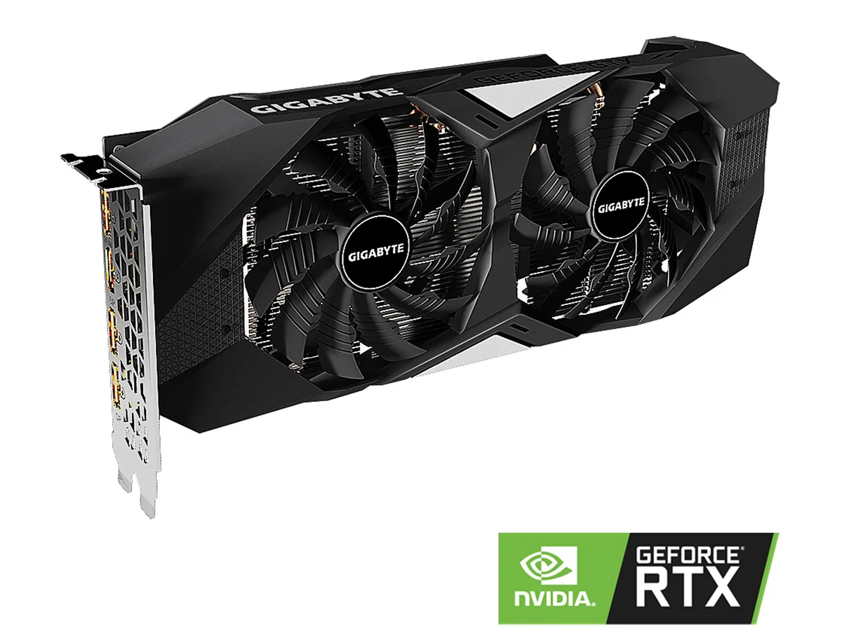 Gigabyte GeForce RTX 2060 Super dual-slot graphics card with silver and black Windforce triple-fan cooler