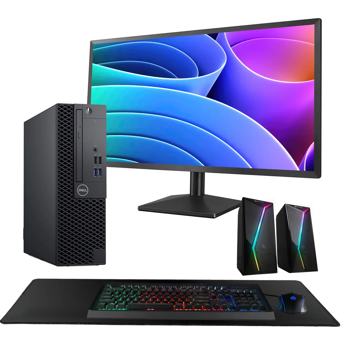 DELL Dell OptiPlex 3060 Desktop PC i5-8500 16GB DDR3 1TB SSD 24" Monitor GeForce 1030 RGB Speaker AX200 WiFi + BT — photo du produit