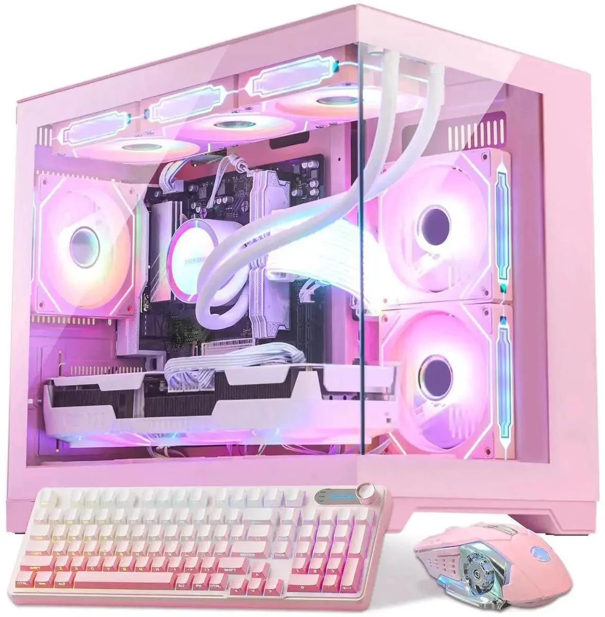 Hoengager Hoengager Ryzen 7 9700X RTX 5060 Ti 8GB 32GB DDR5 2TB Liquid Pink gaming PC — product photo