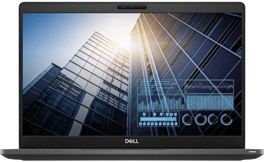 Black and silver Dell Latitude 5300 clamshell laptop closed lid