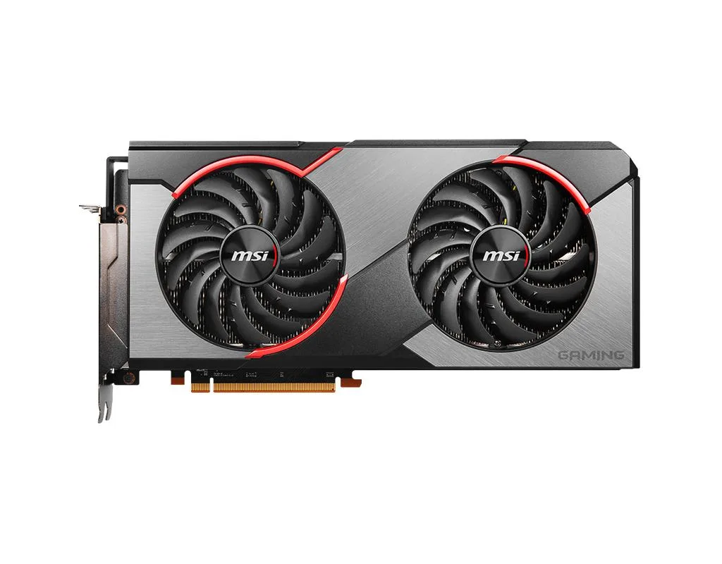MSI Radeon RX 5700 XT GAMING X graphics card, dual-fan cooler, dark metal shroud with silver accents