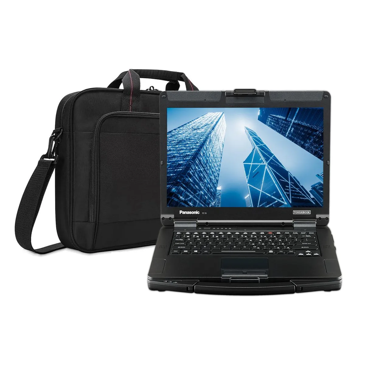 Panasonic Toughbook 55 semi-rugged laptop with magnesium alloy chassis and bundled briefcase carrying bag