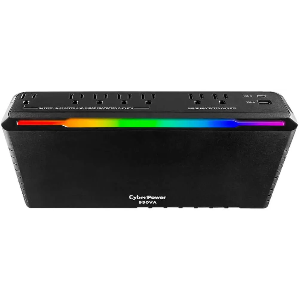 CyberPower CyberPower GX950UC 950 VA UPS 7 Outlet RGB USB-A USB-C Black — 商品照片