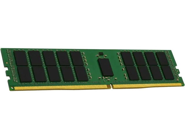 Green printed circuit board with black memory chips, no heat spreader, 288 gold pins along bottom edge